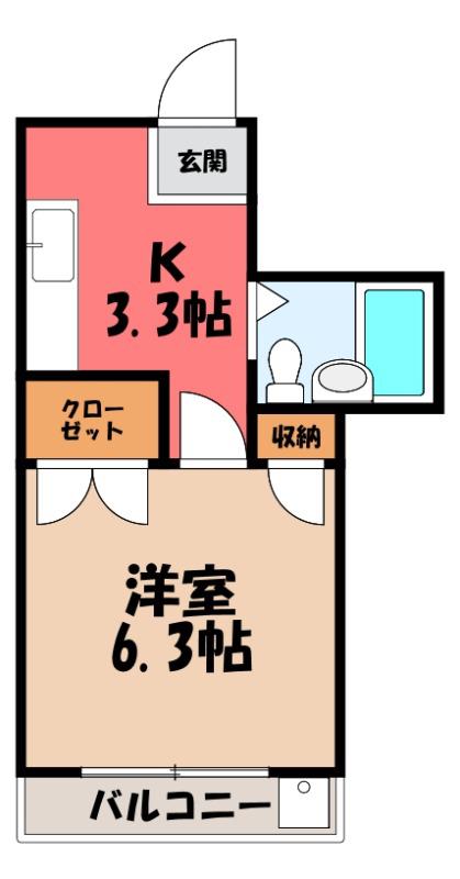 リエス館林(1K/2階)の間取り写真