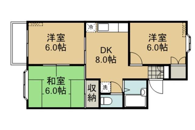 サンハイツKIII(3DK/2階)の間取り写真