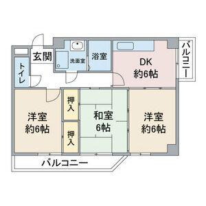 第2ブルーサンテ横地(3DK/2階)の間取り写真