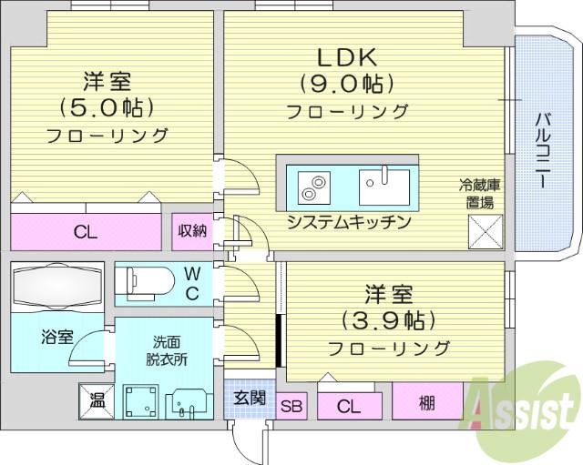 エクセレントパーク北山(2LDK/2階)の間取り写真