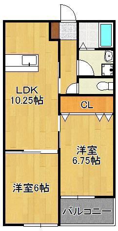 エルソル茶屋町(2LDK/1階)の間取り写真