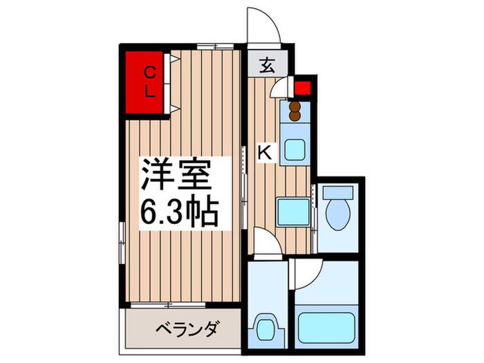 デニオ南与野(1K/1階)の間取り写真