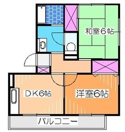 ハイカムール梅寿(2DK/1階)の間取り写真