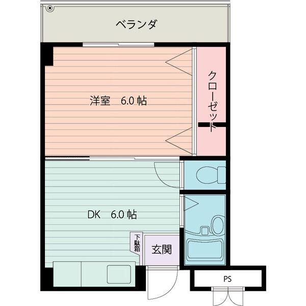 パクトールビル(1DK/3階)の間取り写真