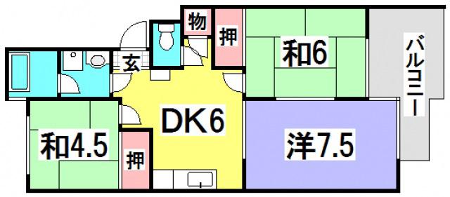 CASA 井口 A(3DK/2階)の間取り写真