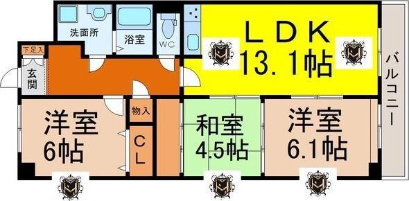 シティライフ城下(3LDK/6階)の間取り写真
