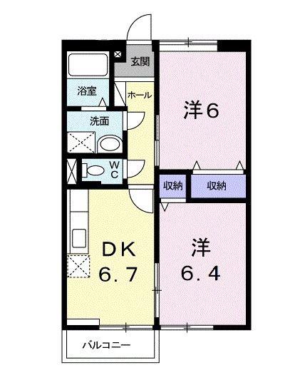 ルミエール小島A(2DK/2階)の間取り写真