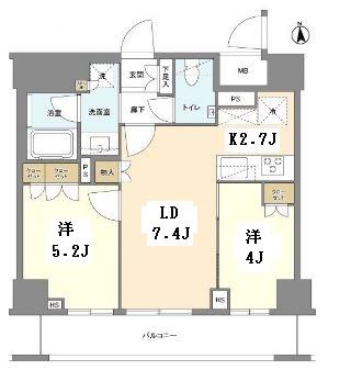 OPEN RESIDENCIA御徒町(2LDK/9階)の間取り写真