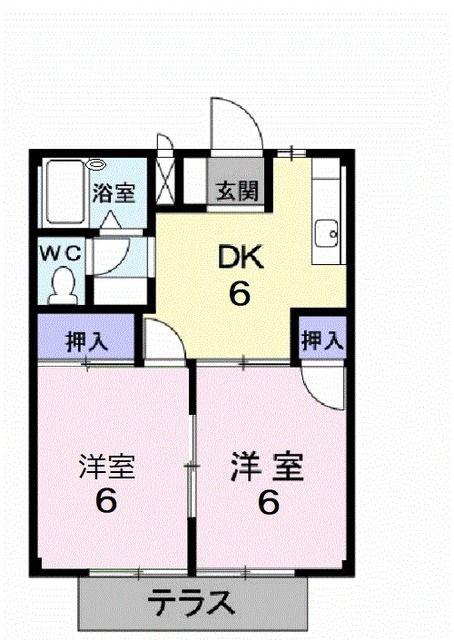 シティハイツ東川A(2DK/1階)の間取り写真