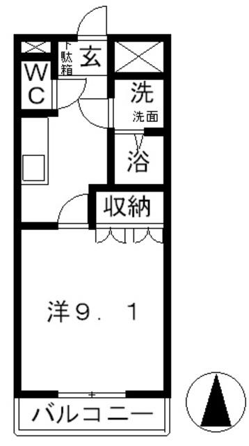 サンライフAKI II(1K/2階)の間取り写真