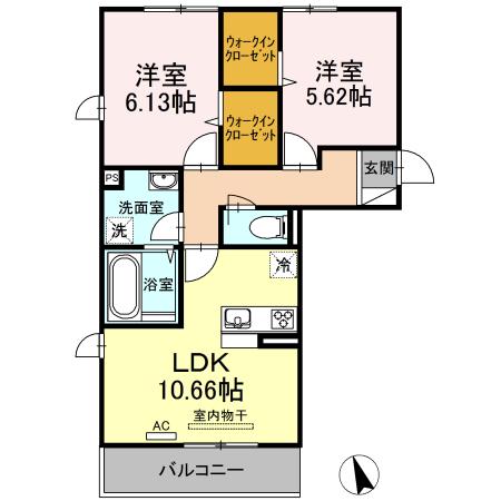 APPEARANCE JONO(2LDK/2階)の間取り写真