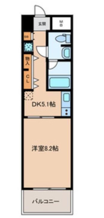 新白島東亜ビル(1DK/12階)の間取り写真