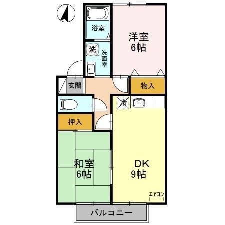 アモールKAZAMA(2DK/1階)の間取り写真