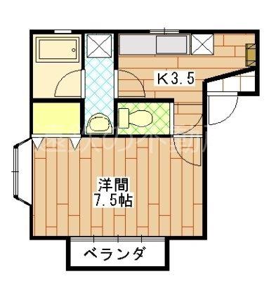 MELONE373(1K/2階)の間取り写真