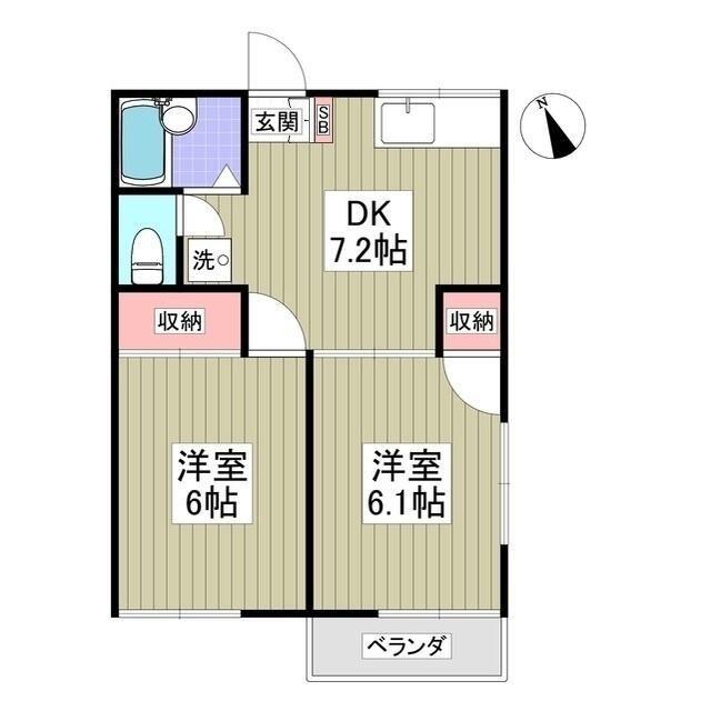 ルミネ桜木(2DK/2階)の間取り写真