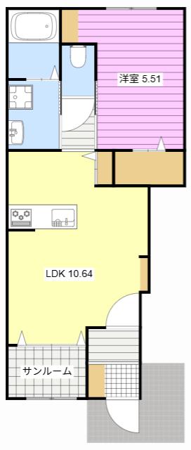 AFC RESIDENCE 中泉(1LDK/1階)の間取り写真