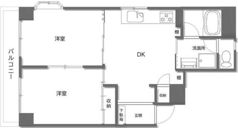 ウイング上福岡(2DK/6階)の間取り写真