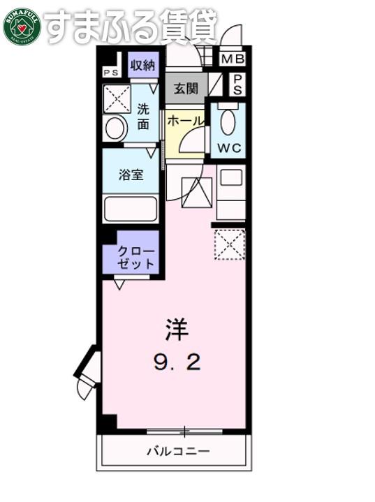 リフティー井上B(ワンルーム/1階)の間取り写真