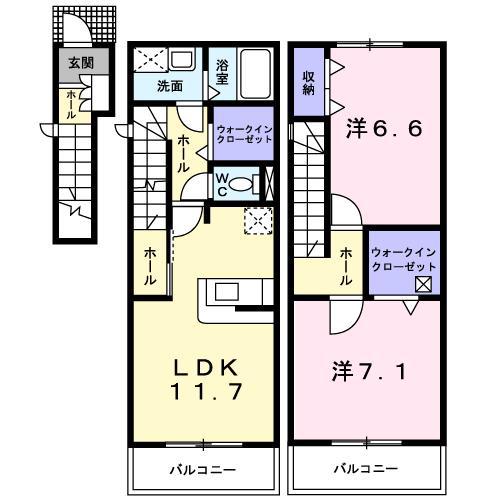 モルティIII(2LDK/2階)の間取り写真