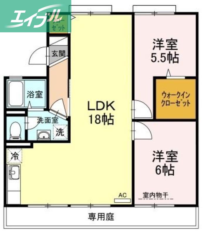 グランドール新福(2LDK/1階)の間取り写真