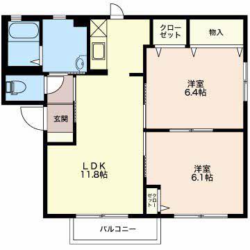 ビスタ中央 A202(2LDK/2階)の間取り写真