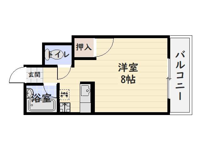 上杉第8マンション中央(ワンルーム/6階)の間取り写真