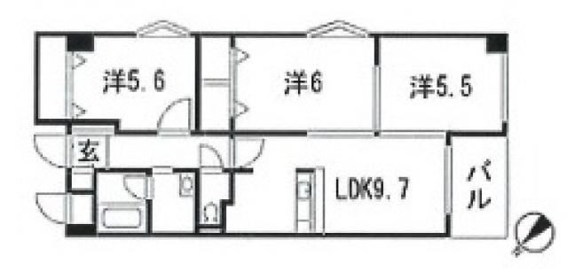光原第5マンション(3LDK/4階)の間取り写真