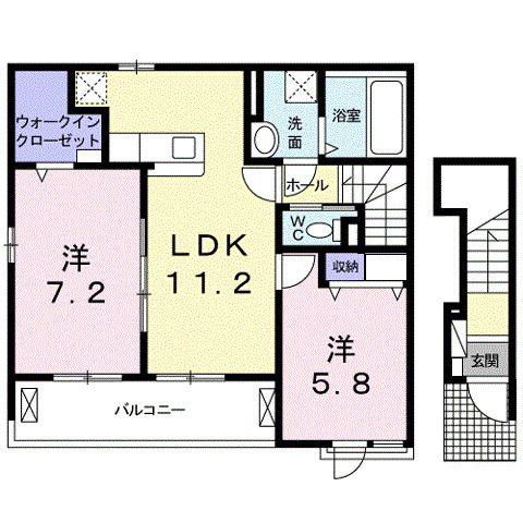 パンプA(2LDK/2階)の間取り写真