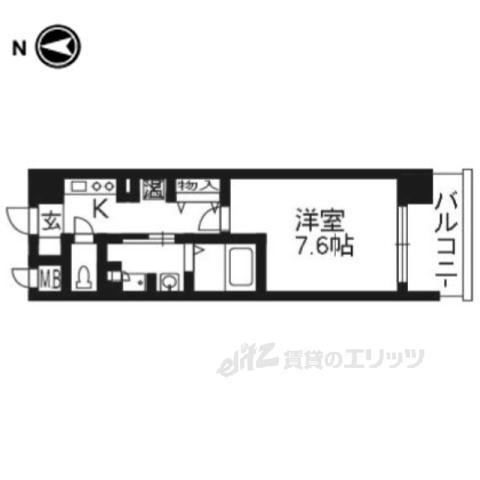 インベスト京都白川(1K/2階)の間取り写真