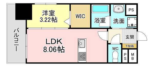 プレジデンスザ小倉(1LDK/8階)の間取り写真