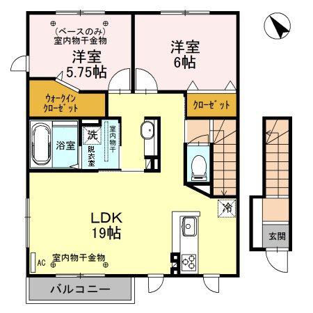 バンブカーサ(2LDK/2階)の間取り写真