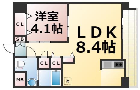 アニマーレ長堀(1LDK/4階)の間取り写真