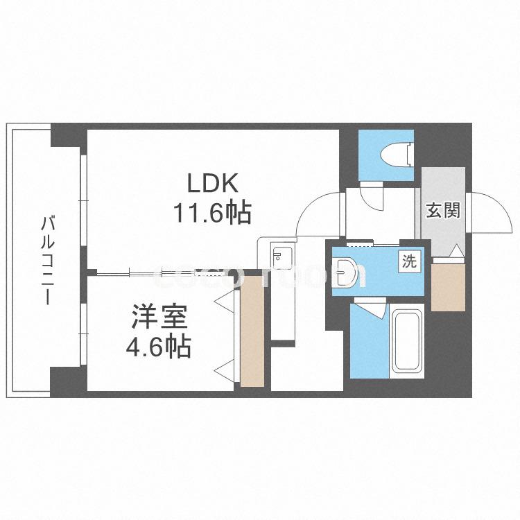 ブル フォルトゥーナ扇町(1SLK/10階)の間取り写真