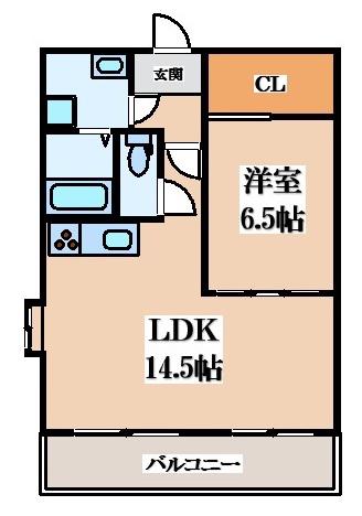 比枝コーポラスII(1LDK/7階)の間取り写真