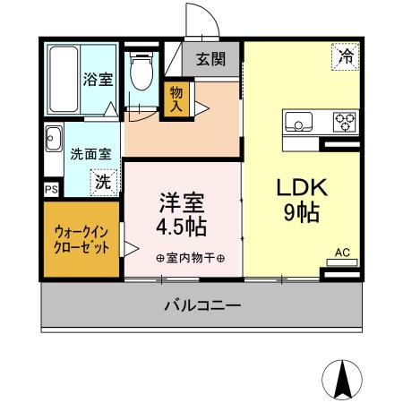 メルベーユ(1LDK/2階)の間取り写真