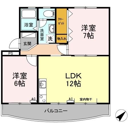グレースバレー(2LDK/2階)の間取り写真