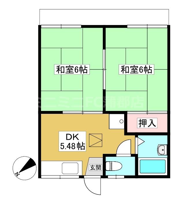 シーサイド本郷(2DK/1階)の間取り写真