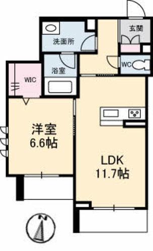 パピリオタウン C棟(1LDK/1階)の間取り写真