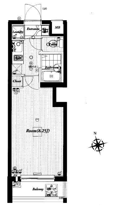 ビバリーホームズ西台III(1K/1階)の間取り写真