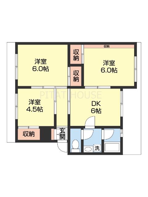 北島中央マンション(3DK/4階)の間取り写真