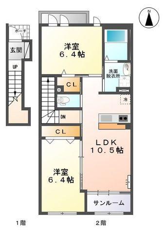スペリアージュM(2LDK/2階)の間取り写真