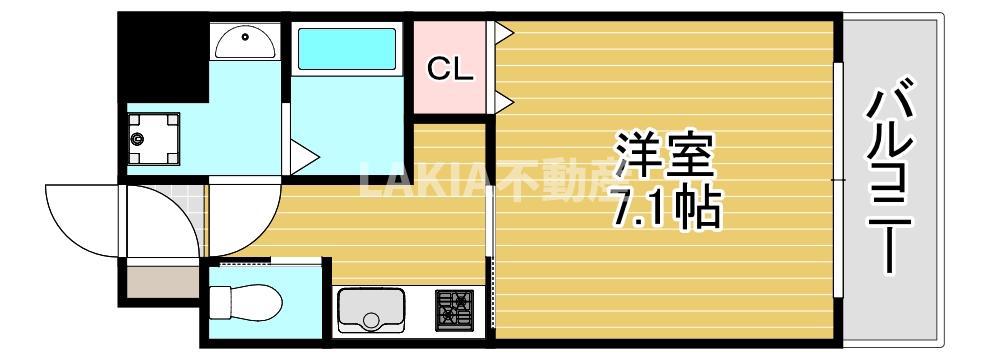 フォレストガーデン天満橋I(1K/6階)の間取り写真