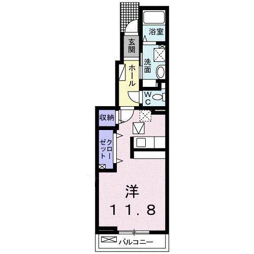 ブロッサム(ワンルーム/1階)の間取り写真