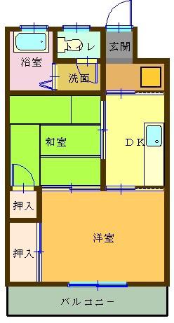 フラワーマンションI(2DK/2階)の間取り写真