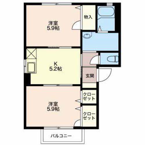 サンハイツ新井 A棟(2DK/2階)の間取り写真