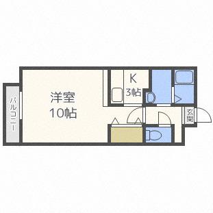 ホクセイマンション(1K/3階)の間取り写真