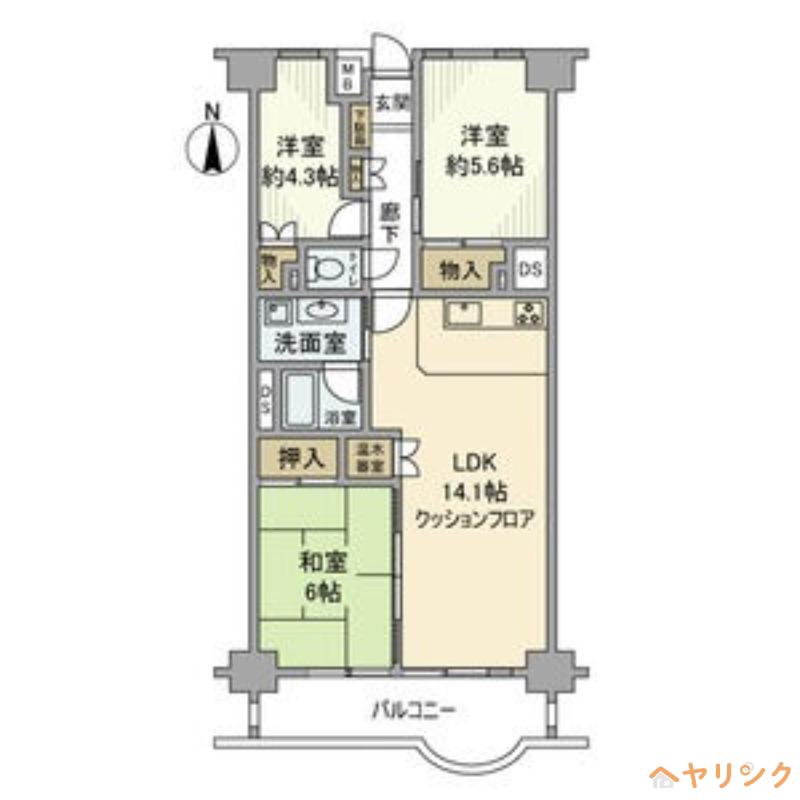 コミュニタス千代が丘S棟(3LDK/11階)の間取り写真