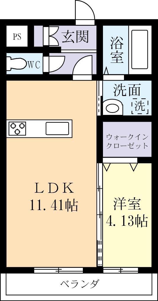 エーリおおつ野(1LDK/3階)の間取り写真