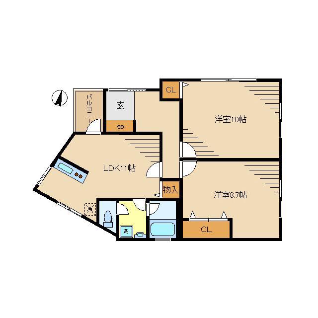 MEGHOUSE(2LDK/1階)の間取り写真