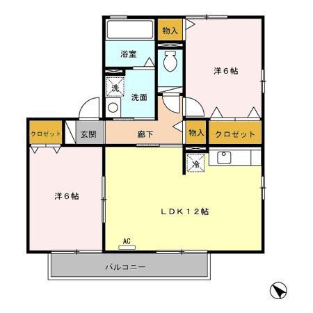 フジハイツII(2LDK/2階)の間取り写真